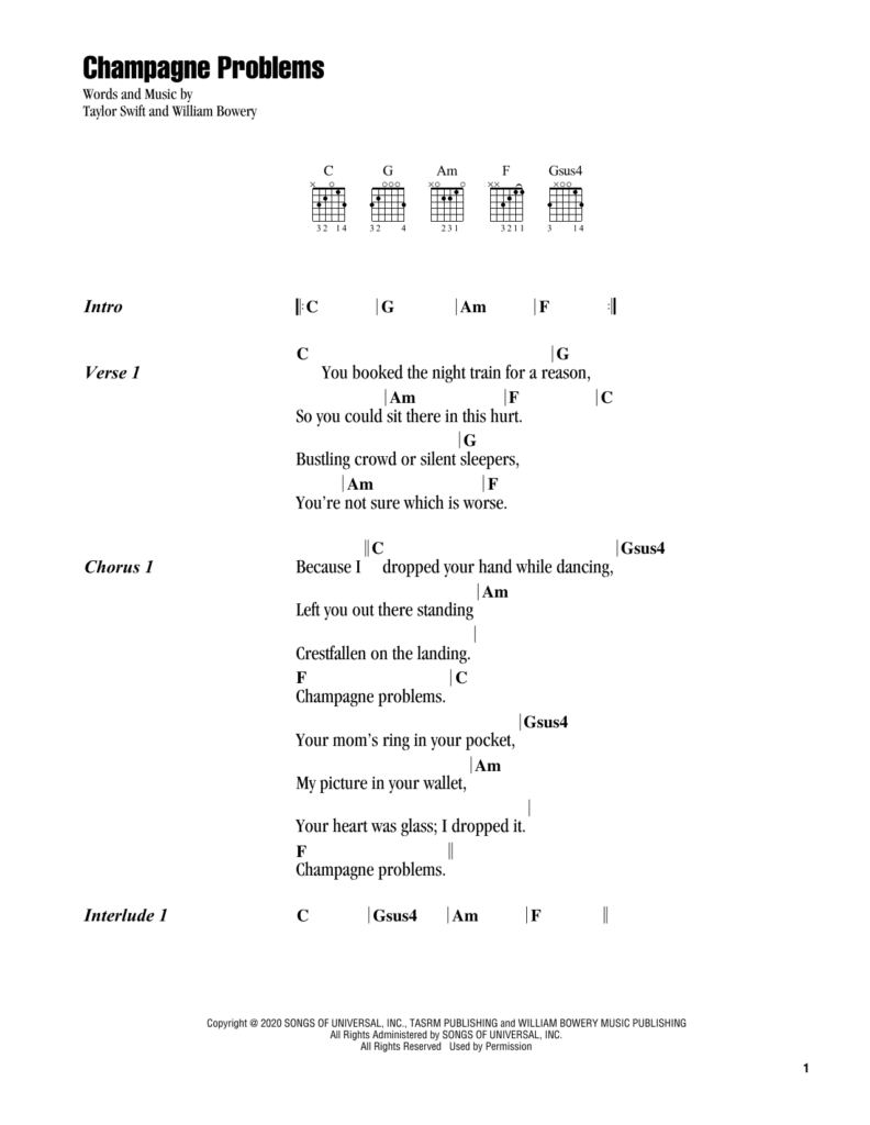 Taylor Swift's "Champagne Problems" lyrics